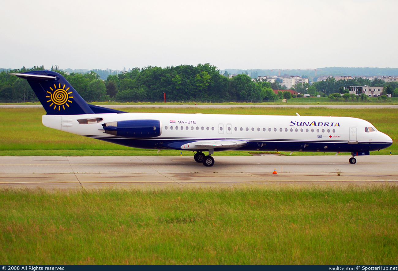 Photo of 9A-BTE - Fokker 100 operated by SunAdria Airlines (opb Trade Air)