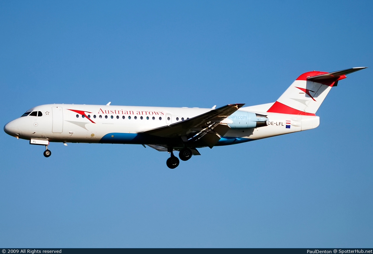 Photo of OE-LFL - Fokker 70 operated by Austrian Arrows (opb Tyrolean Airways)