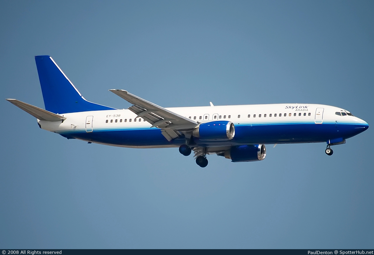 Photo of EY-538 - Boeing 737-4Y0 operated by SkyLink Arabia (opb East Air)