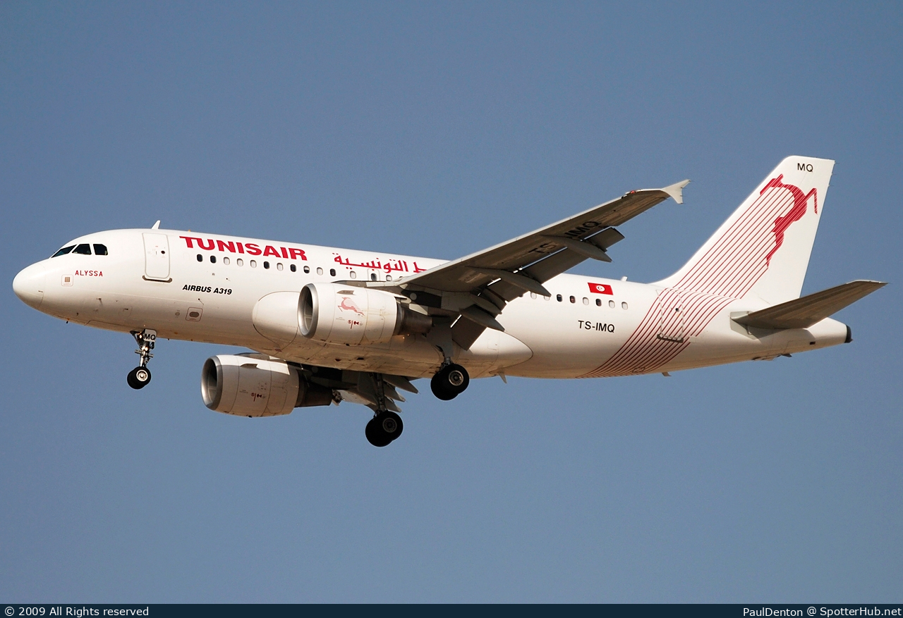 Photo of TS-IMQ - Airbus A319-112 operated by Tunisair