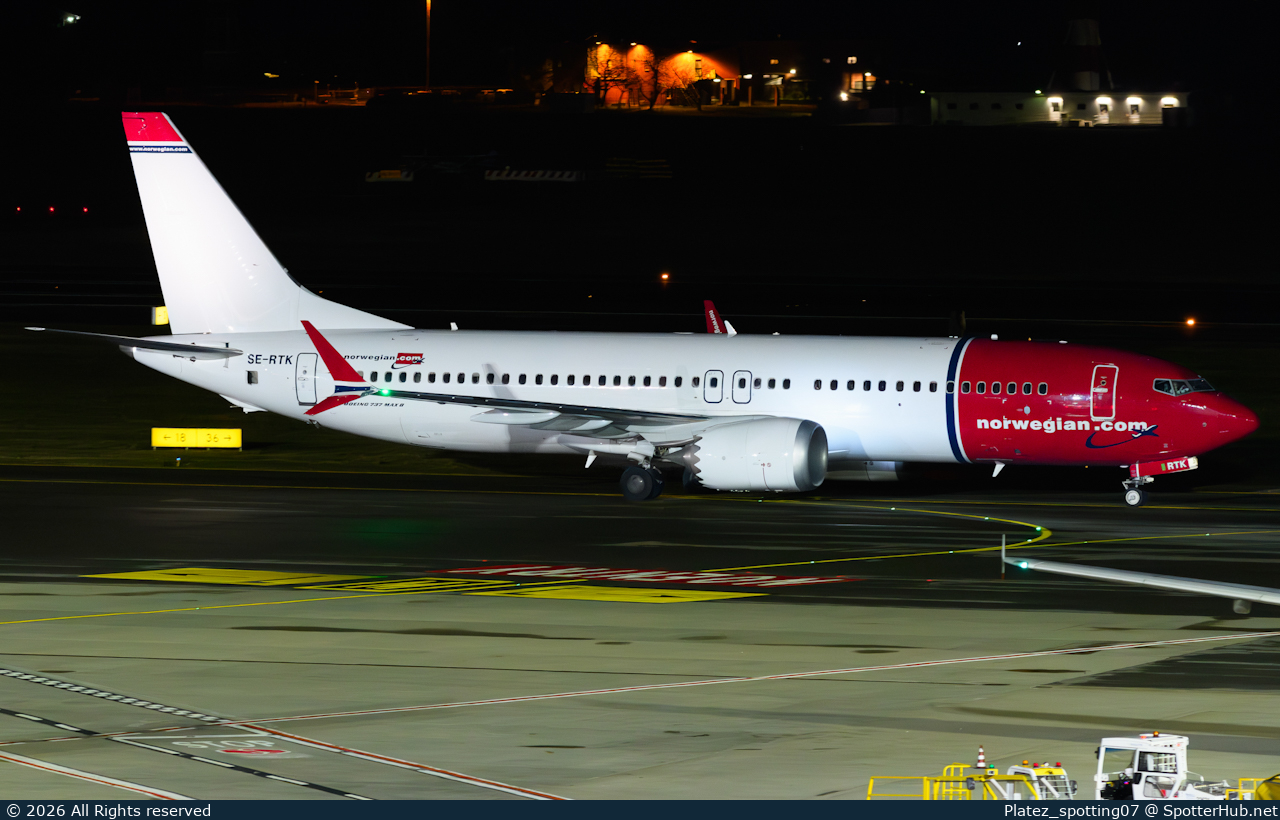 Photo of SE-RTK - Boeing 737 MAX 8 operated by Norwegian Air Sweden