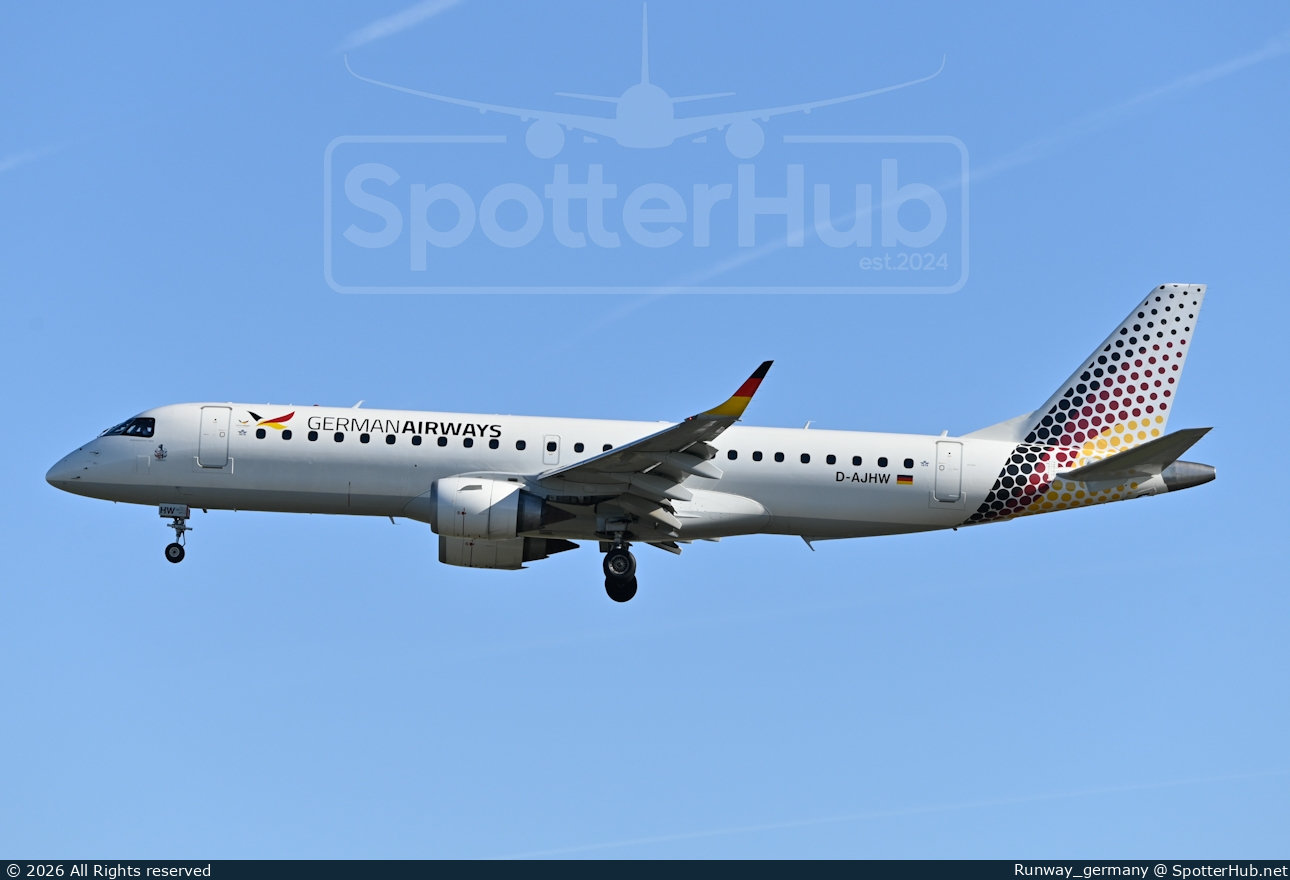 Photo of D-AJHW - Embraer ERJ-190LR operated by German Airways