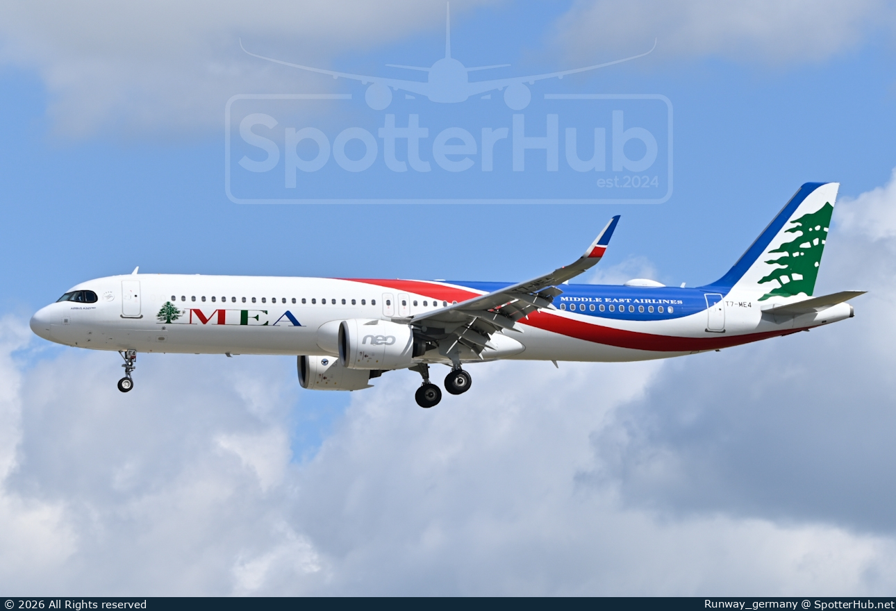 Photo of T7-ME4 - Airbus A321-271NX operated by MEA Middle East Airlines
