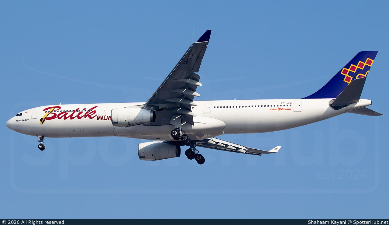 Photo of 9M-LFD - Airbus A330-343 operated by Batik Air Malaysia