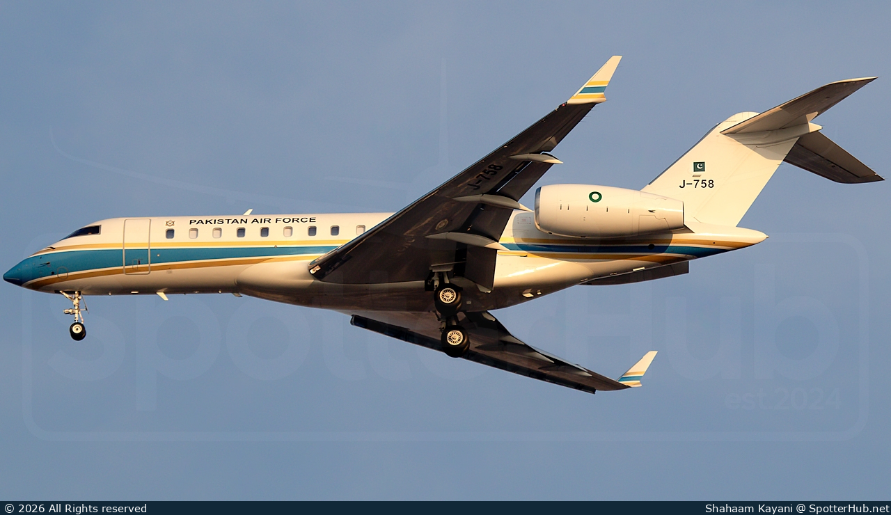Photo of J-758 - Bombardier Global 6000 operated by Pakistan Air Force