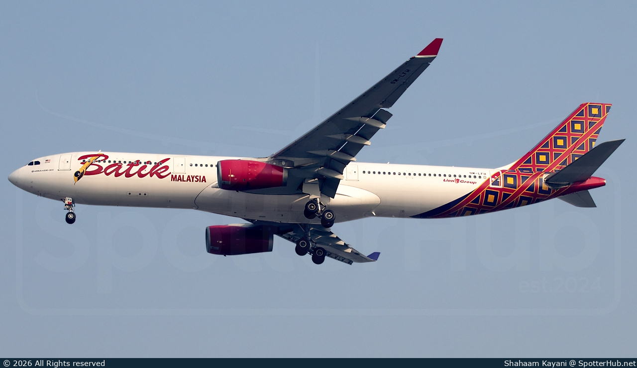 Photo of 9M-LFH - Airbus A330-343 operated by Batik Air Malaysia