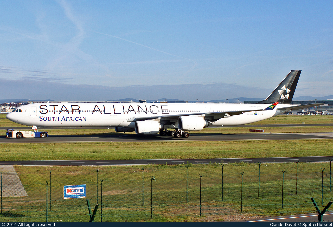 Photo of ZS-SNC - Airbus A340-642 operated by South African Airways