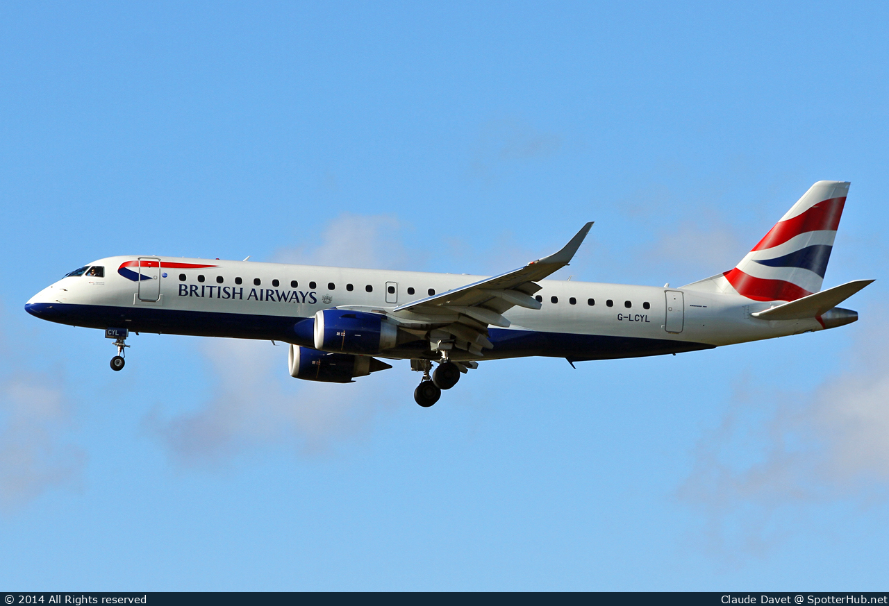 Photo of G-LCYL - Embraer ERJ-190SR operated by BA CityFlyer