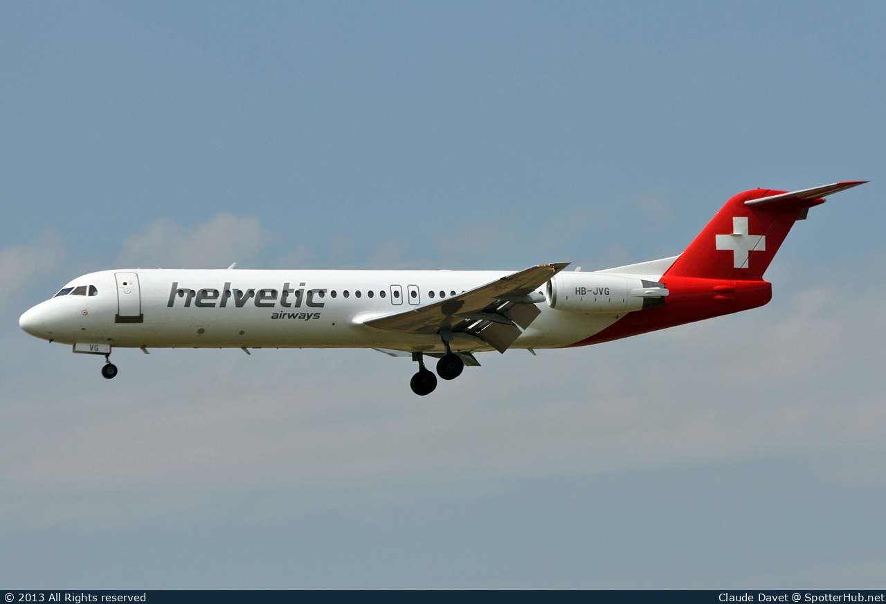 Photo of HB-JVG - Fokker 100 operated by Helvetic Airways
