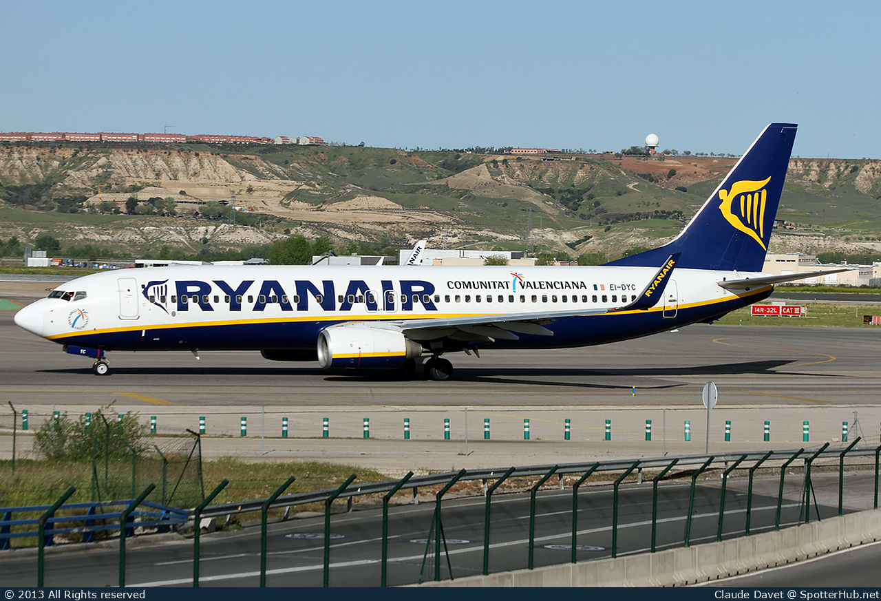 Photo of EI-DYC - Boeing 737-8AS operated by Ryanair