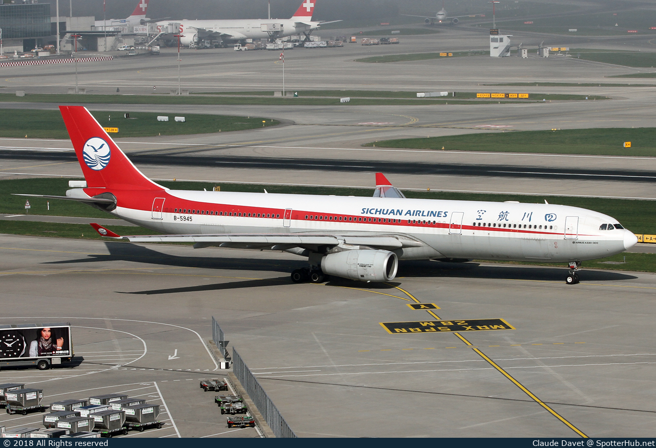 Photo of B-5945 - Airbus A330-343 operated by Sichuan Airlines