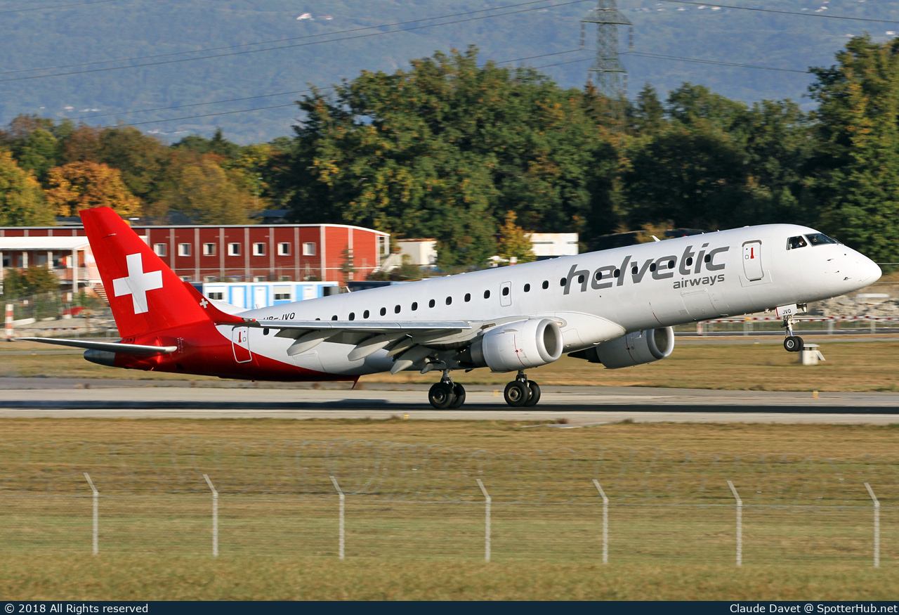 Photo of HB-JVQ - Embraer ERJ-190LR operated by Helvetic Airways