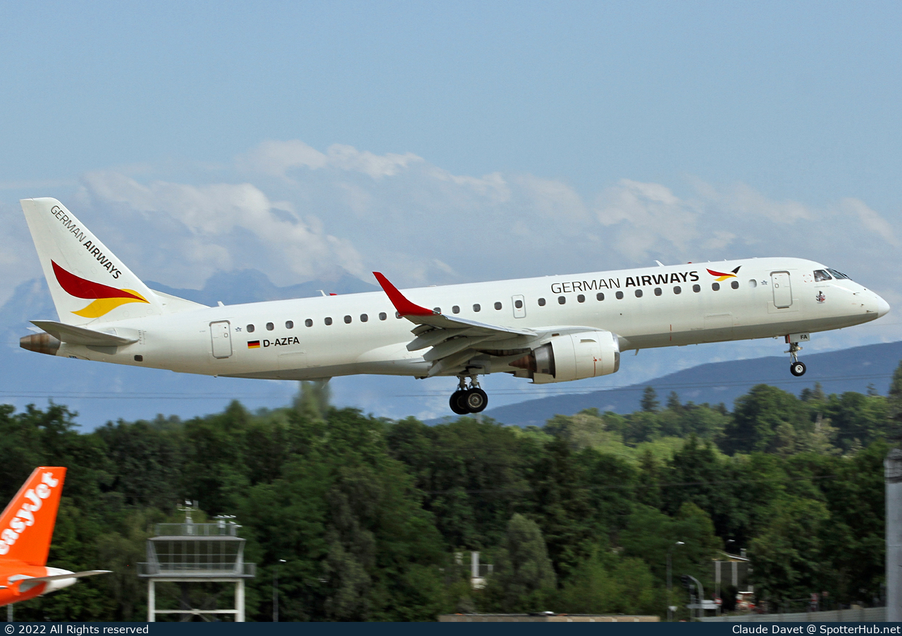 Photo of D-AZFA - Embraer ERJ-190LR operated by German Airways
