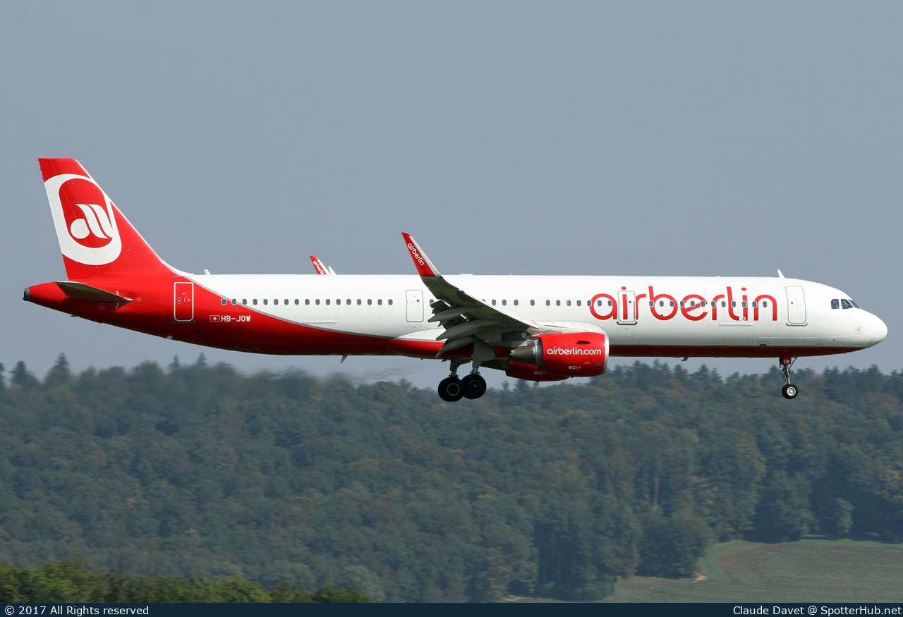 Photo of HB-JOW - Airbus A321-211 operated by Air Berlin (opb Belair Airlines)