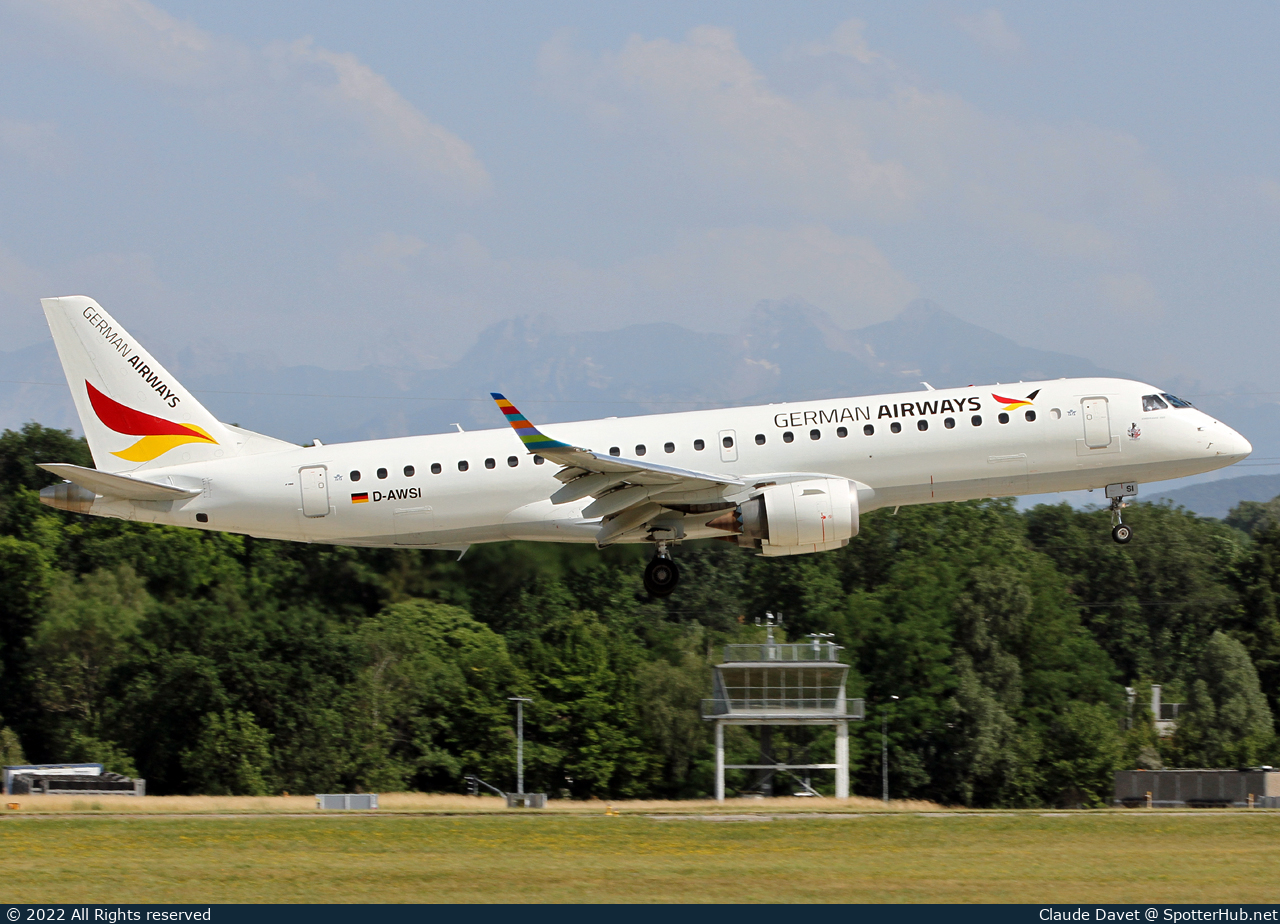 Photo of D-AWSI - Embraer ERJ-190LR operated by German Airways