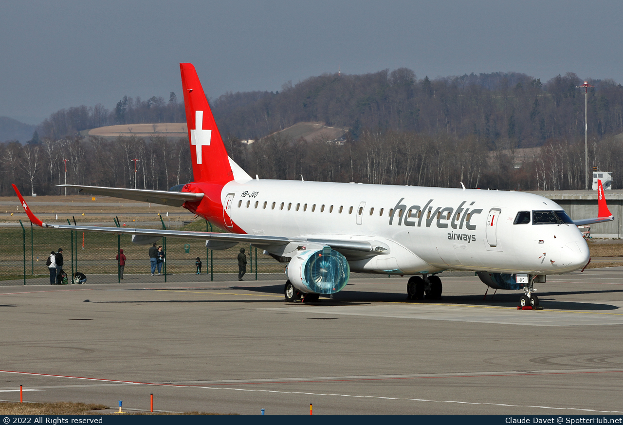 Photo of HB-JVO - Embraer ERJ-190LR operated by Helvetic Airways