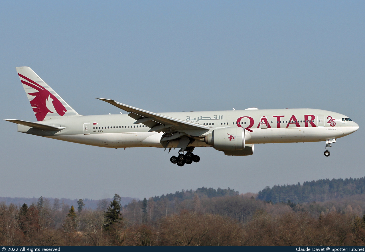 Photo of A7-BBC - Boeing 777-2DZ(LR) operated by Qatar Airways