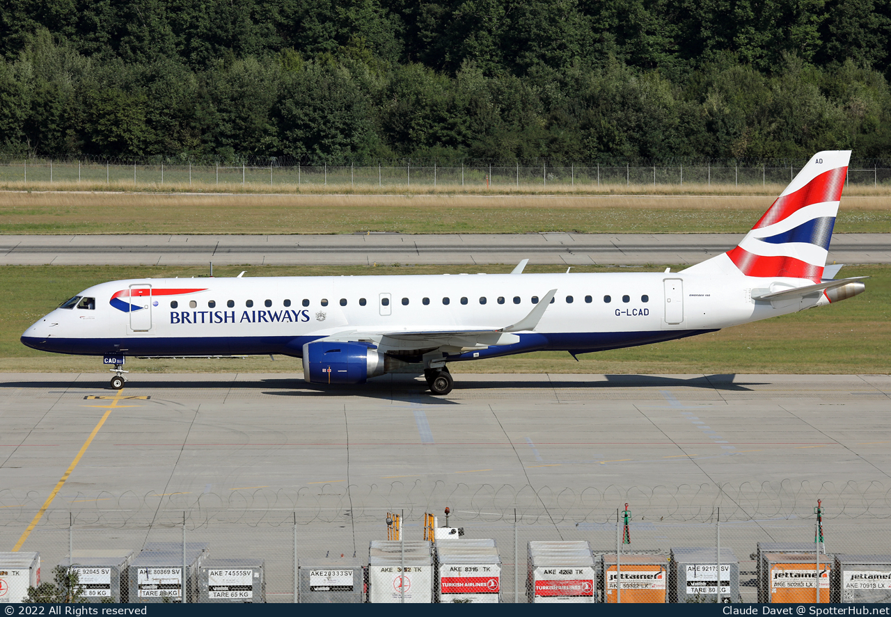 Photo of G-LCAD - Embraer ERJ-190SR operated by BA CityFlyer