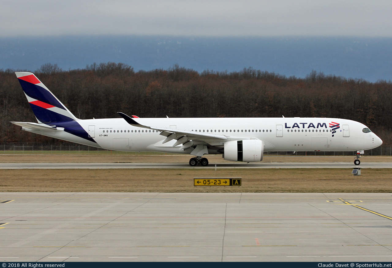 Photo of A7-AMA - Airbus A350-941 operated by Qatar Airways (opb LATAM Airlines Brasil)