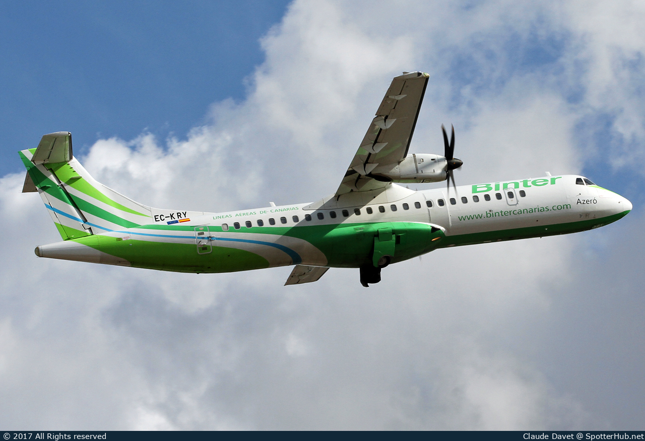 Photo of EC-KRY - ATR 72-500 operated by Binter Canarias (opb Naysa)