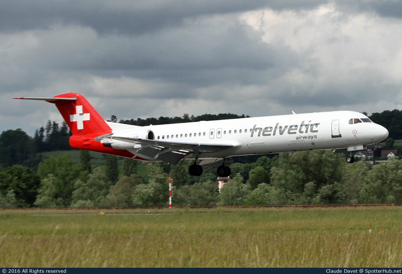 Photo of HB-JVE - Fokker 100 operated by Helvetic Airways