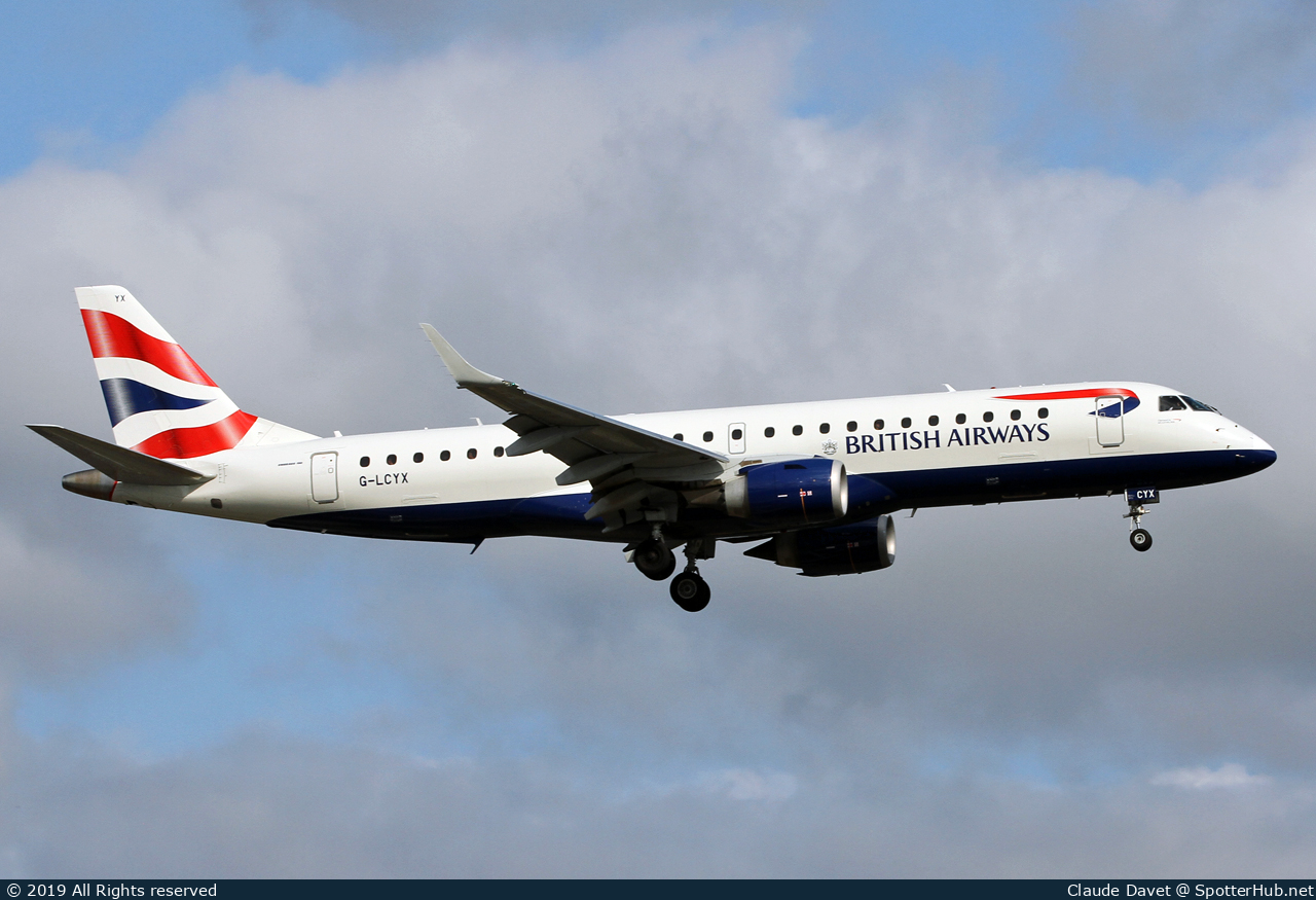 Photo of G-LCYX - Embraer ERJ-190SR operated by BA CityFlyer