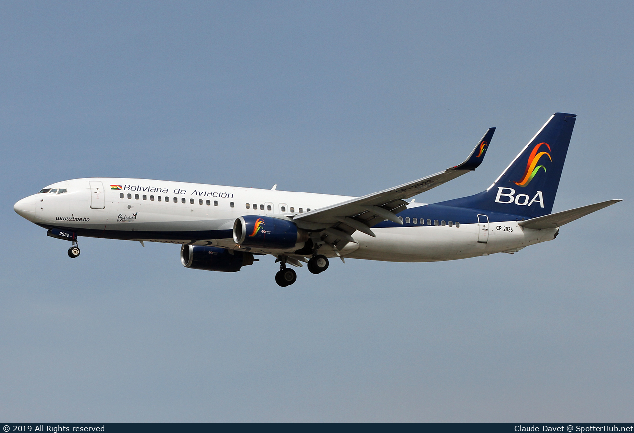 Photo of CP-2926 - Boeing 737-83N operated by Boliviana de Aviación