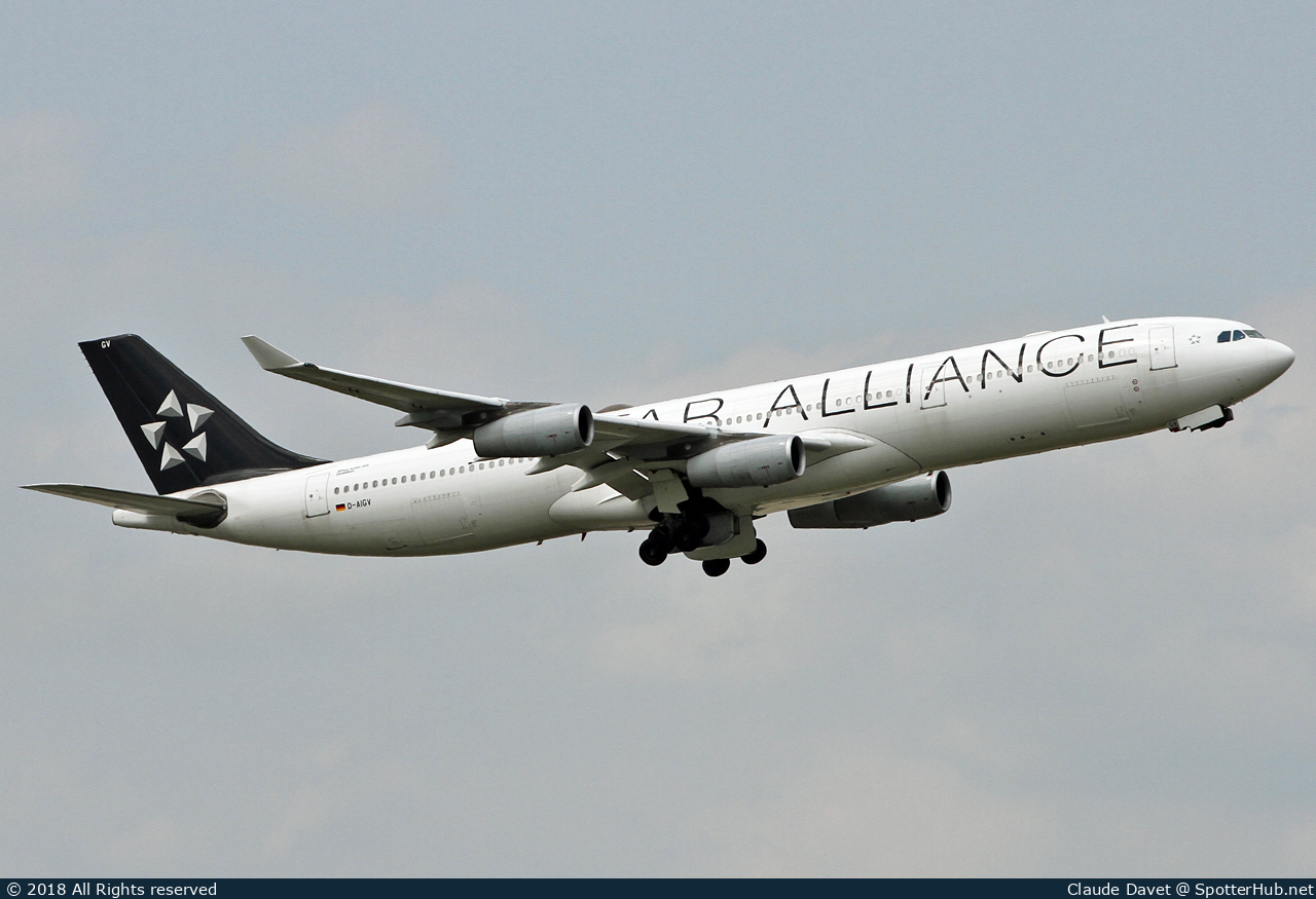 Photo of D-AIGV - Airbus A340-313 operated by Lufthansa CityLine