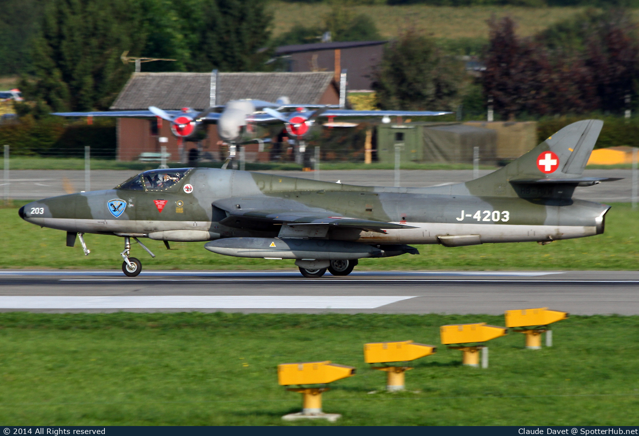 Photo of J-4203 - Hawker Hunter T.68 operated by Swiss Air Force
