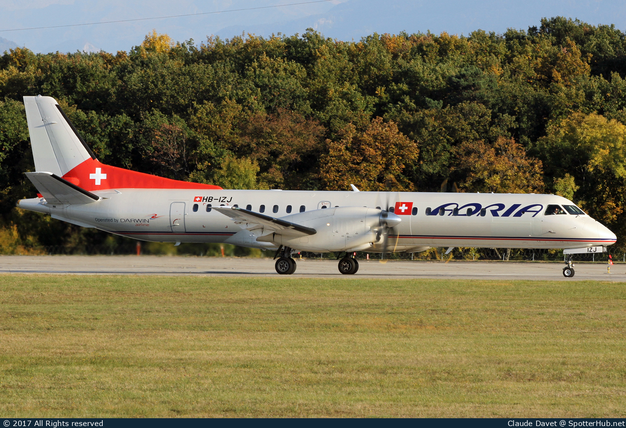 Photo of HB-IZJ - Saab 2000 operated by Adria Airways Switzerland (opb Darwin Airline)