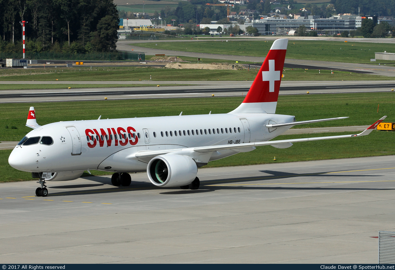 Photo of HB-JBE - Airbus A220-100 operated by Swiss International Air Lines