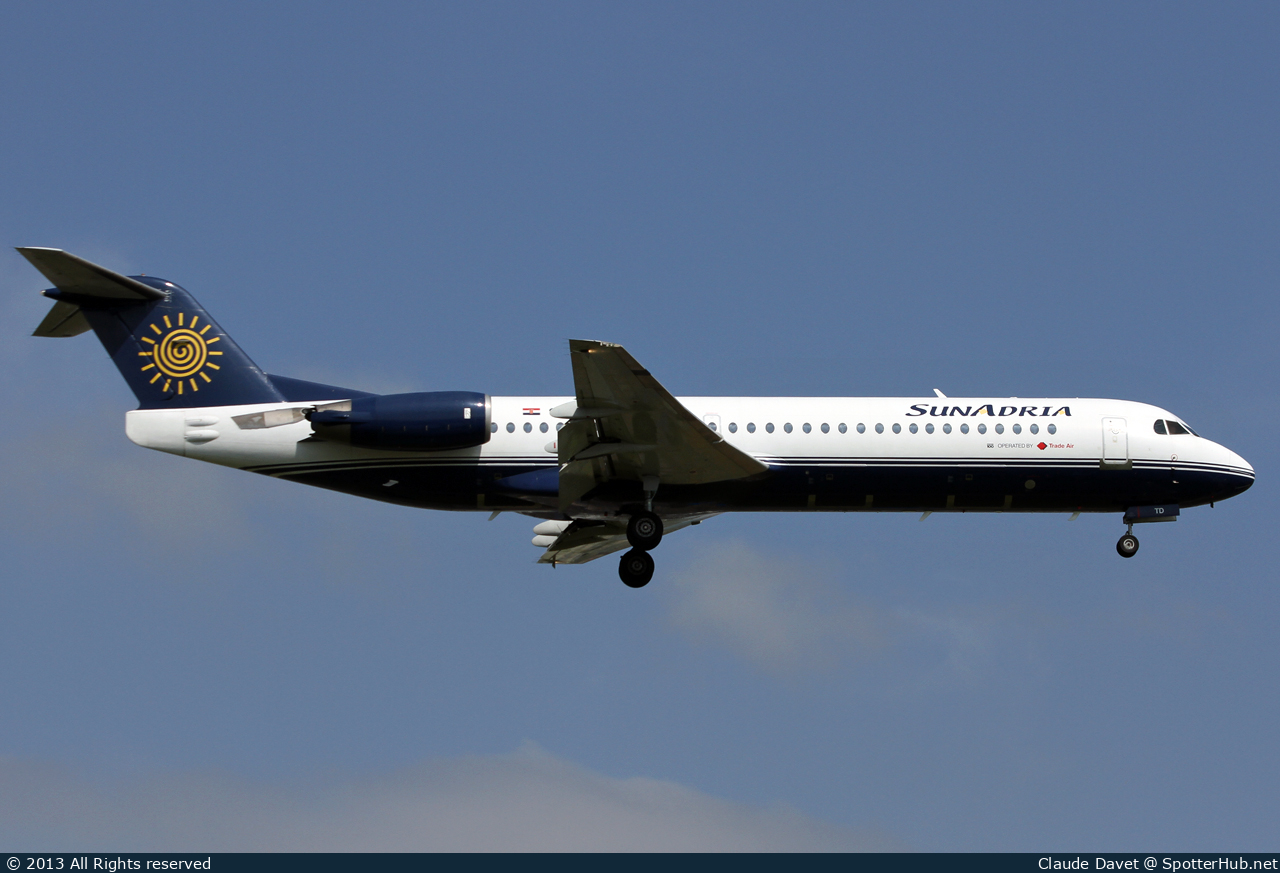 Photo of 9A-BTD - Fokker 100 operated by SunAdria Airlines (opb Trade Air)
