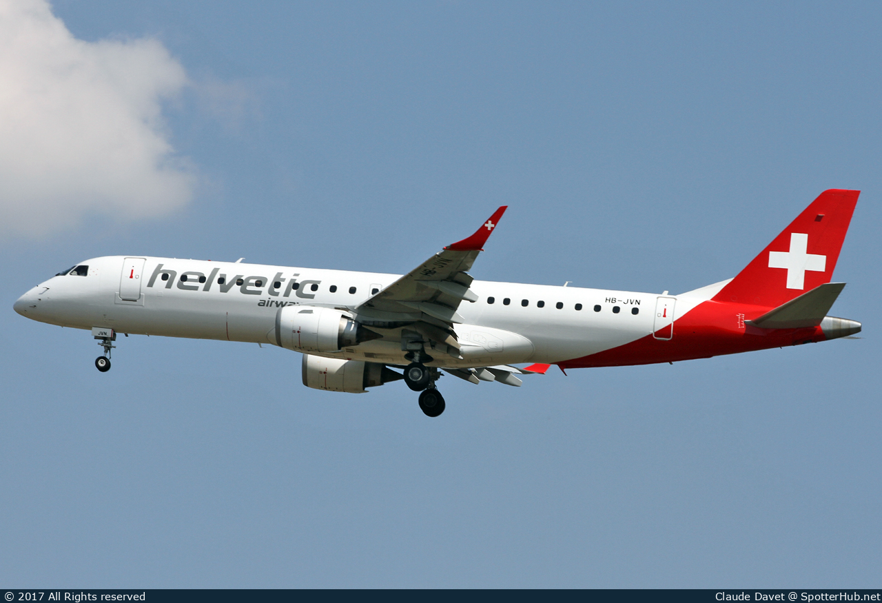 Photo of HB-JVN - Embraer ERJ-190LR operated by Helvetic Airways