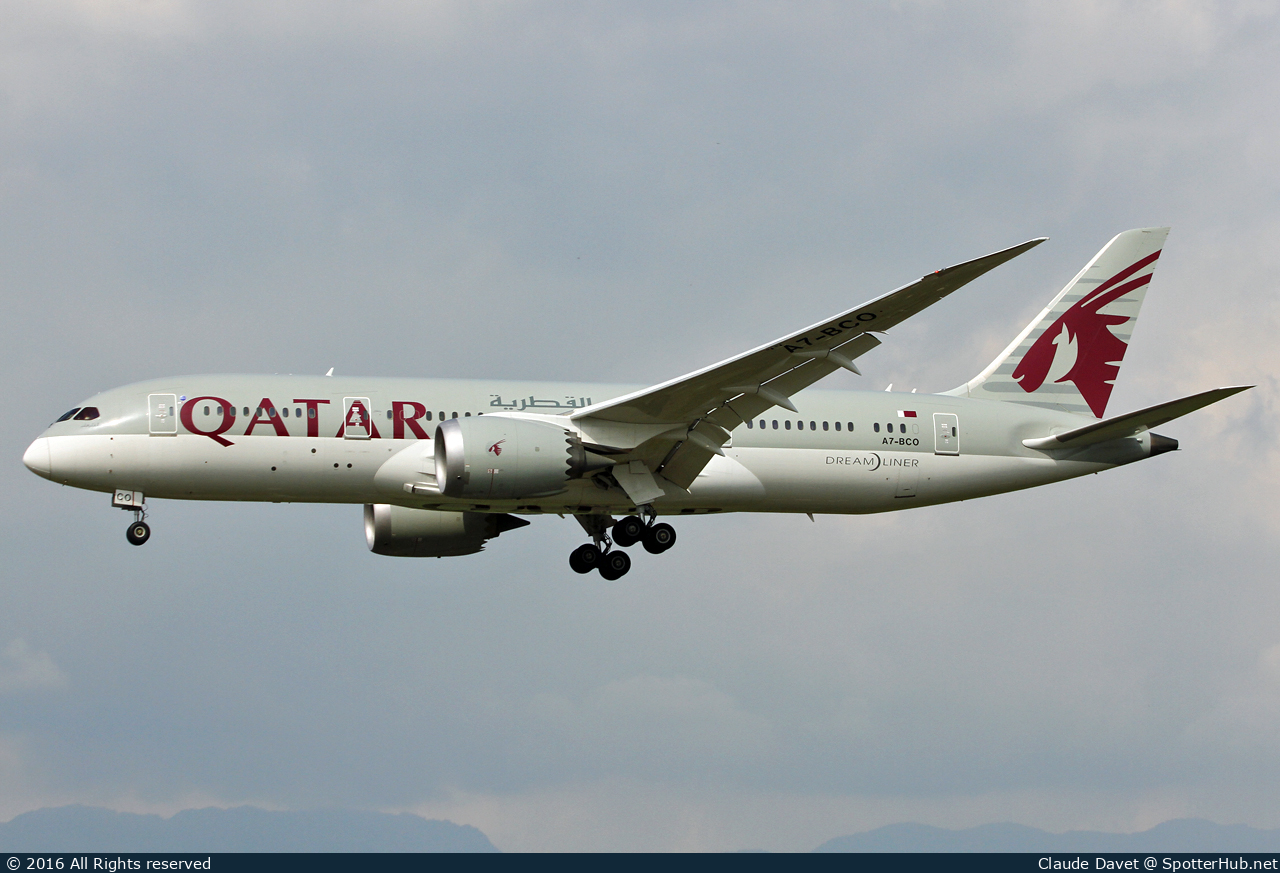 Photo of A7-BCO - Boeing 787-8 Dreamliner operated by Qatar Airways