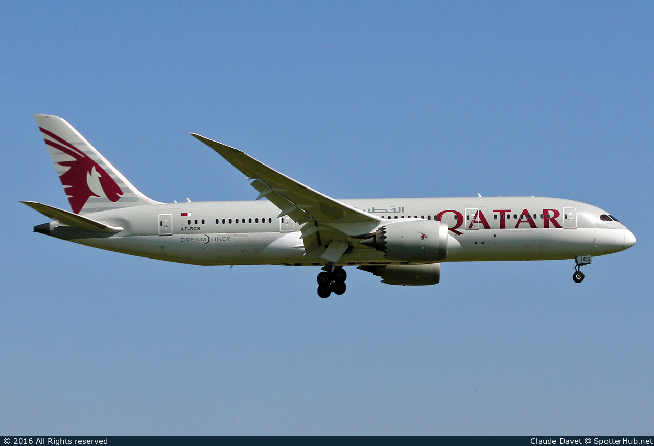 Photo of A7-BCS - Boeing 787-8 Dreamliner operated by Qatar Airways