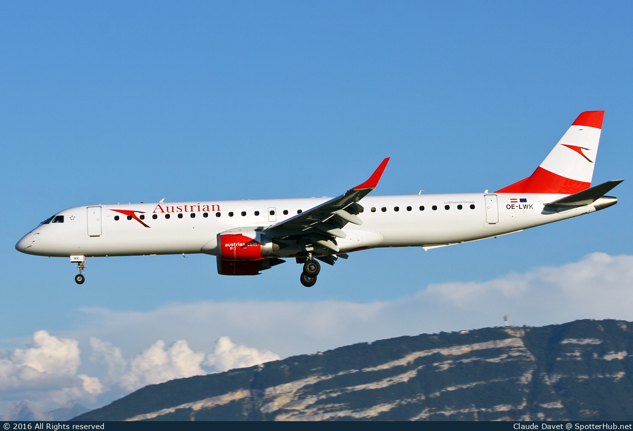 Photo of OE-LWK - Embraer ERJ-195LR operated by Austrian Airlines