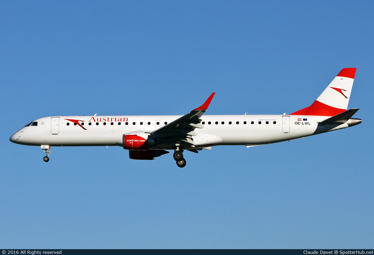 Photo of OE-LWL - Embraer ERJ-195LR operated by Austrian Airlines