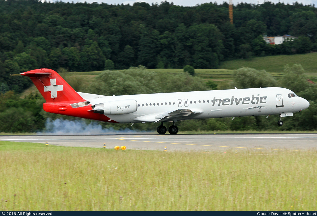 Photo of HB-JVF - Fokker 100 operated by Helvetic Airways