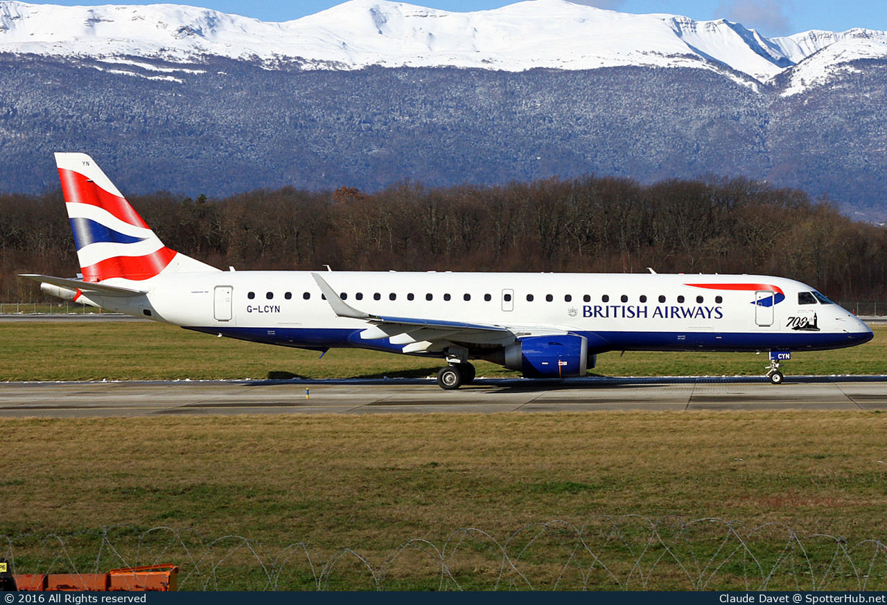Photo of G-LCYN - Embraer ERJ-190SR operated by BA CityFlyer