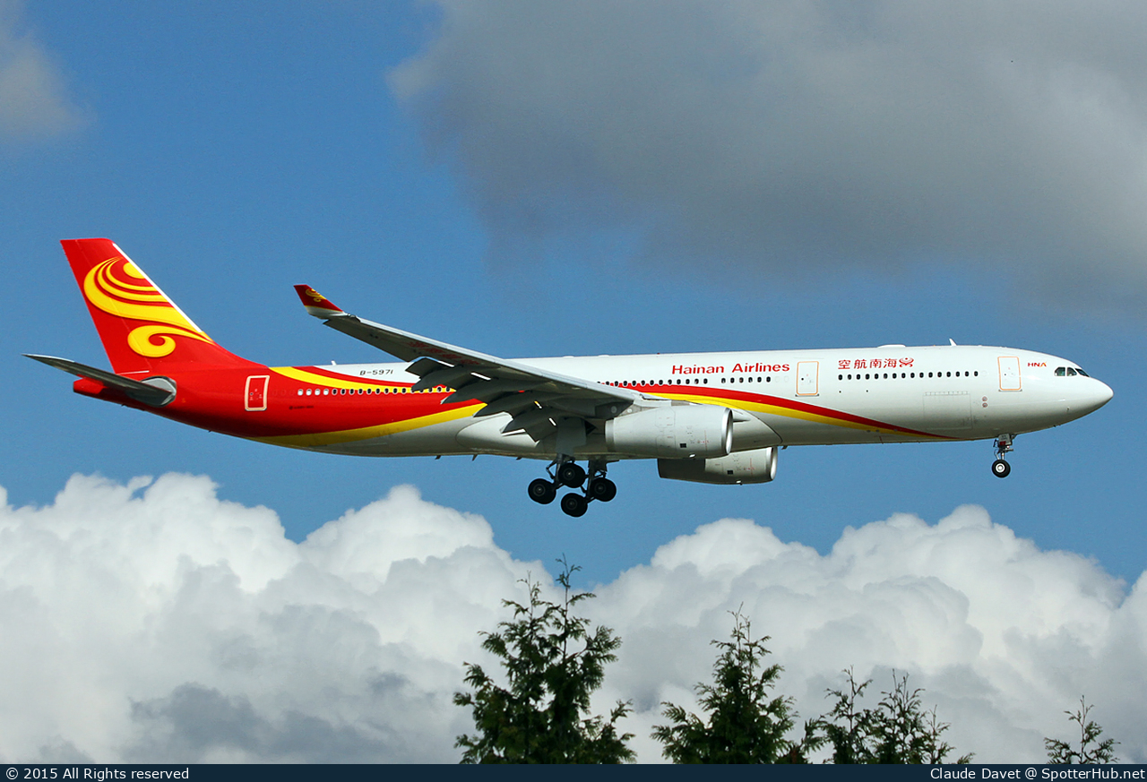 Photo of B-5971 - Airbus A330-343 operated by Hainan Airlines