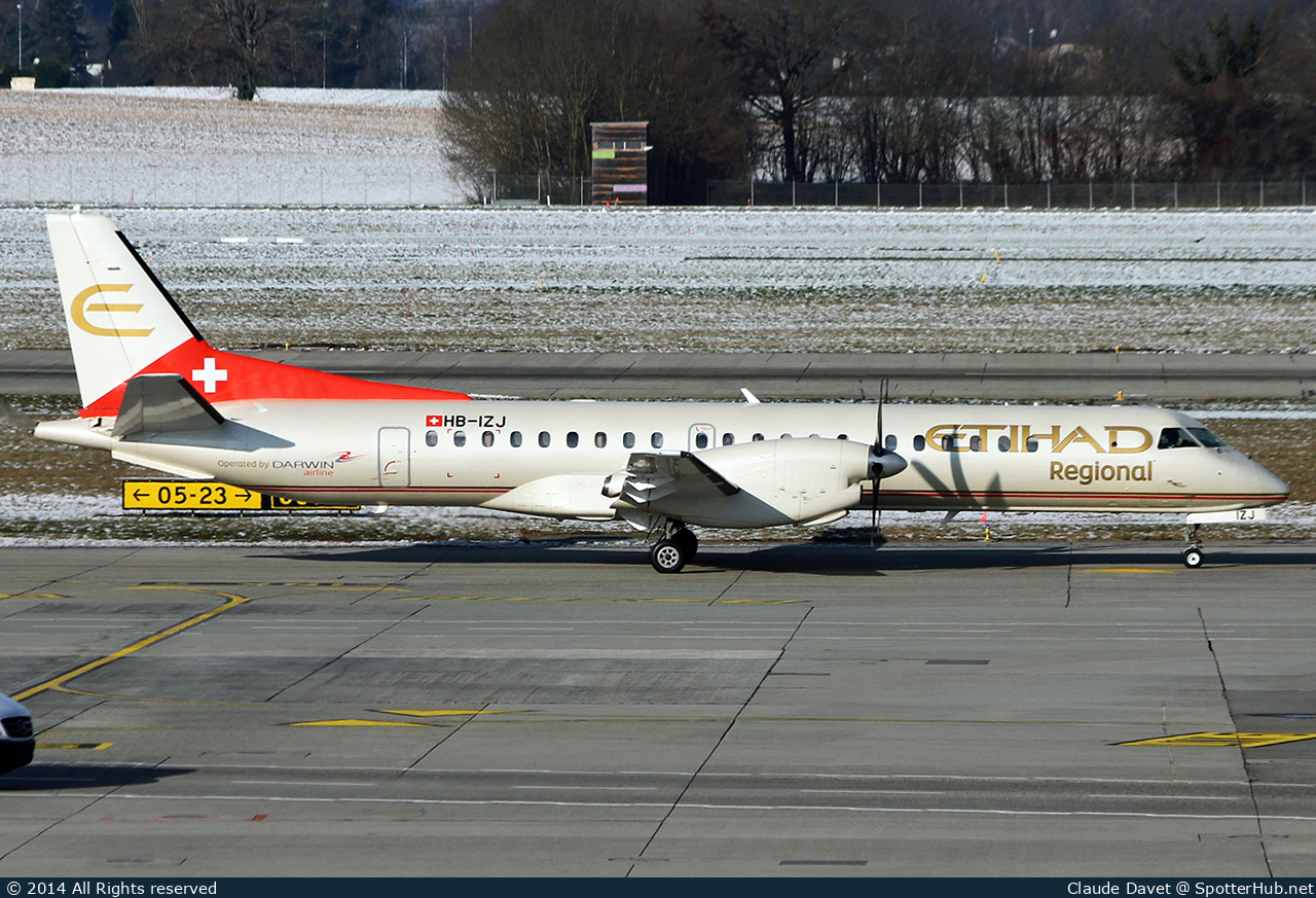Photo of HB-IZJ - Saab 2000 operated by Etihad Regional (opb Darwin Airline)