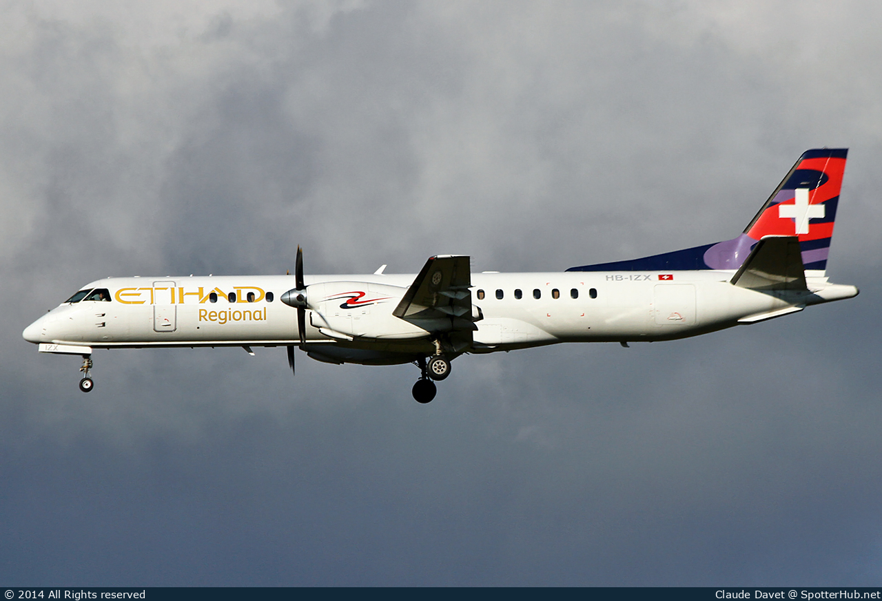 Photo of HB-IZX - Saab 2000 operated by Etihad Regional (opb Darwin Airline)