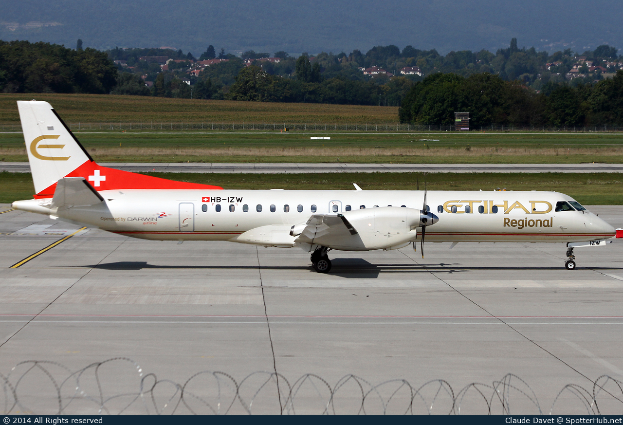 Photo of HB-IZW - Saab 2000 operated by Etihad Regional (opb Darwin Airline)