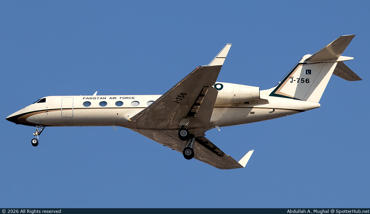 Photo of J-756 - Gulfstream GIV-X (G450) operated by Pakistan Air Force
