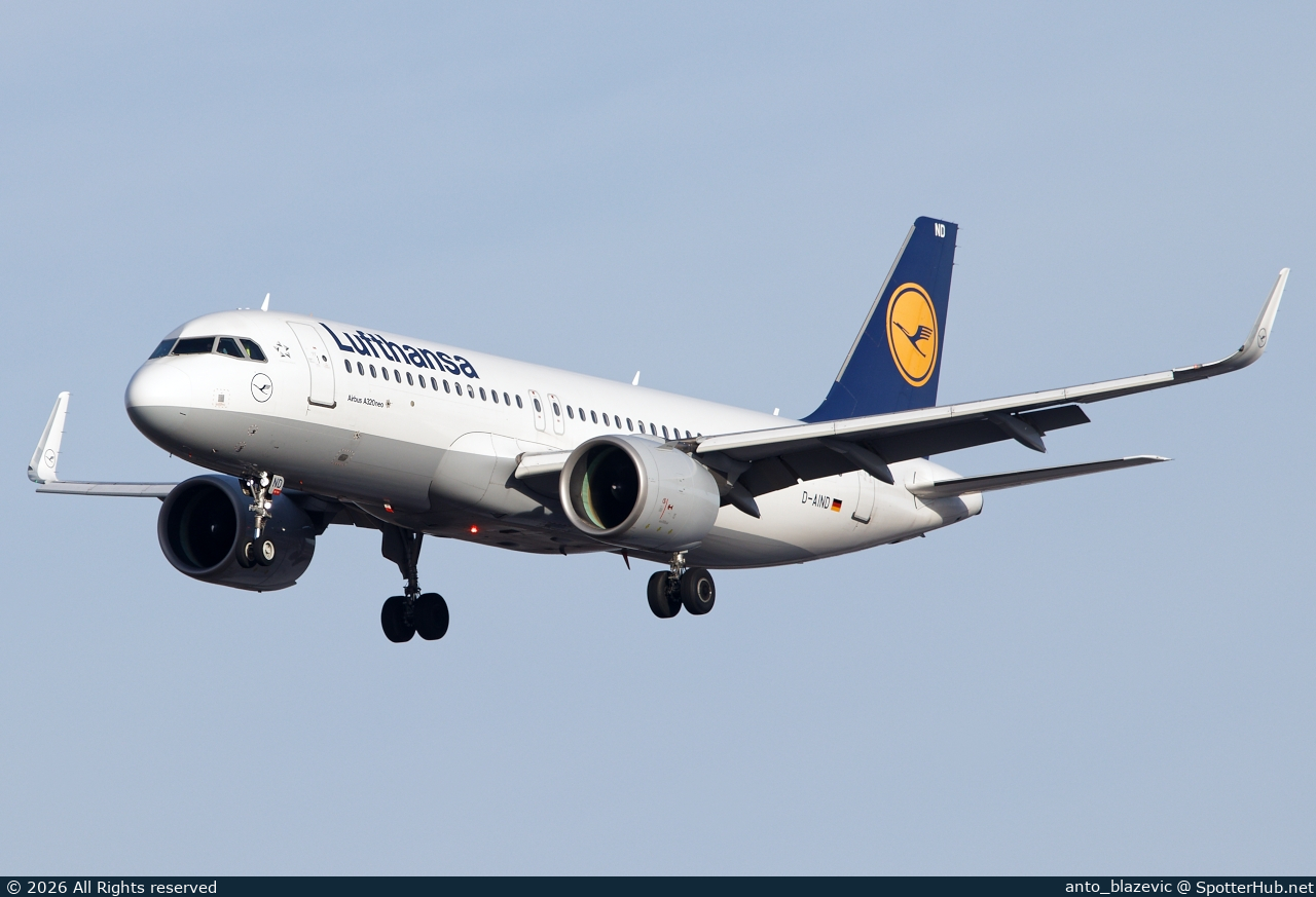 Photo of D-AIND - Airbus A320-271N operated by Lufthansa