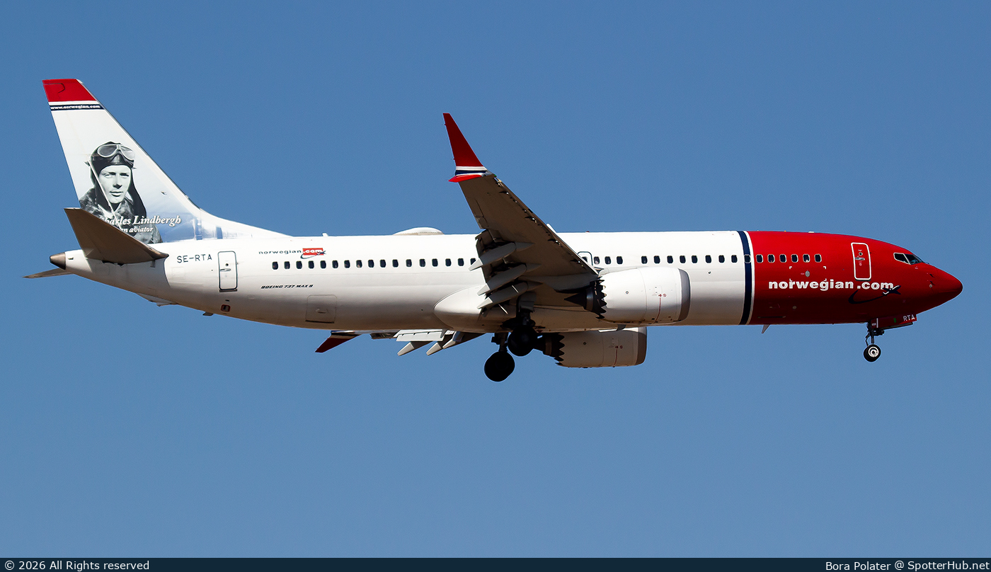 Photo of SE-RTA - Boeing 737 MAX 8 operated by Norwegian Air Sweden