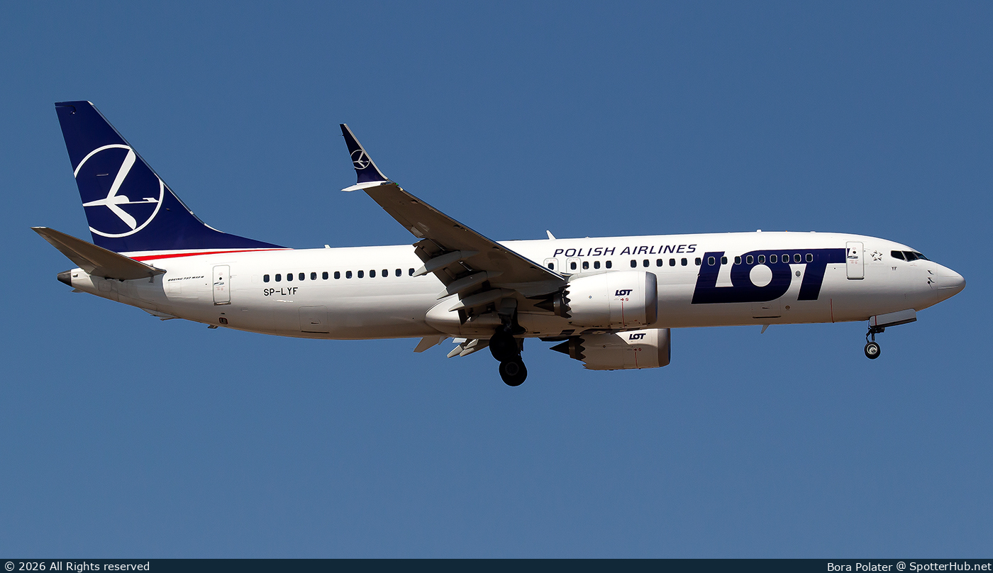 Photo of SP-LYF - Boeing 737 MAX 8 operated by LOT Polish Airlines