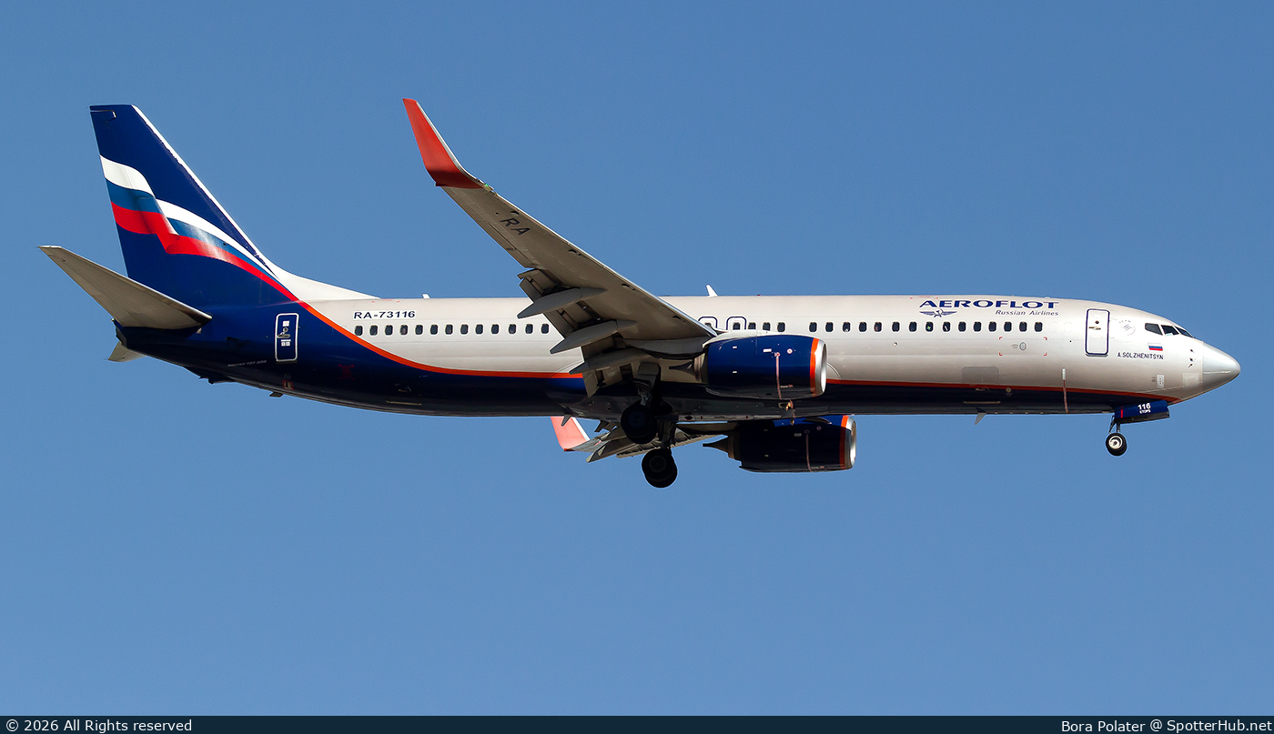 Photo of RA-73116 - Boeing 737-8LJ operated by Aeroflot