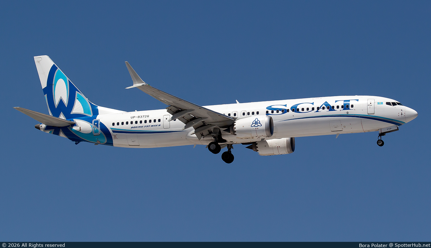 Photo of UP-B3726 - Boeing 737 MAX 9 operated by SCAT Airlines