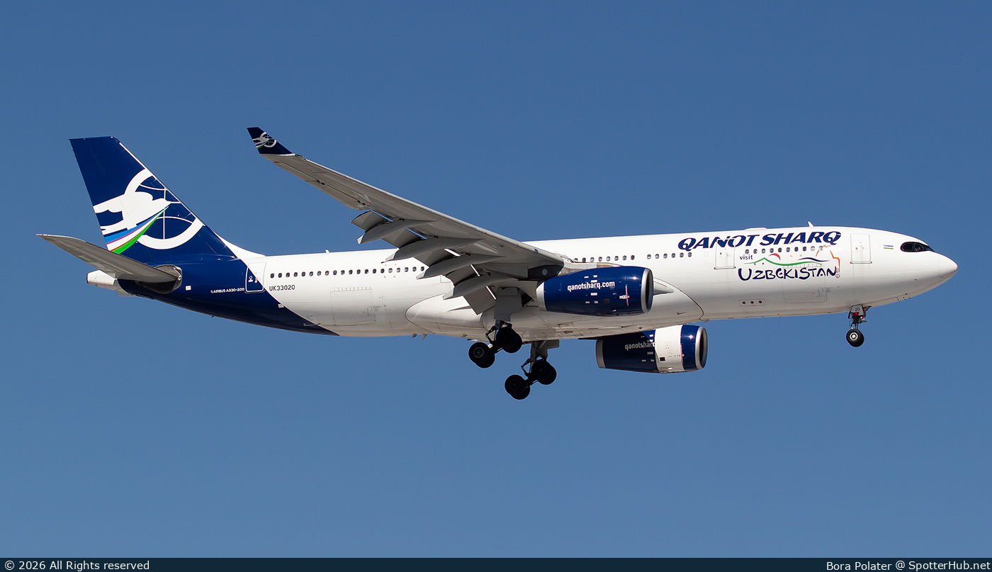 Photo of UK33020 - Airbus A330-243 operated by Qanot Sharq Airlines
